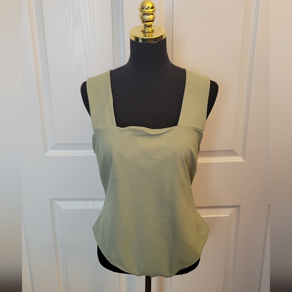 Free People Olive Green Square Neck Bodysuit